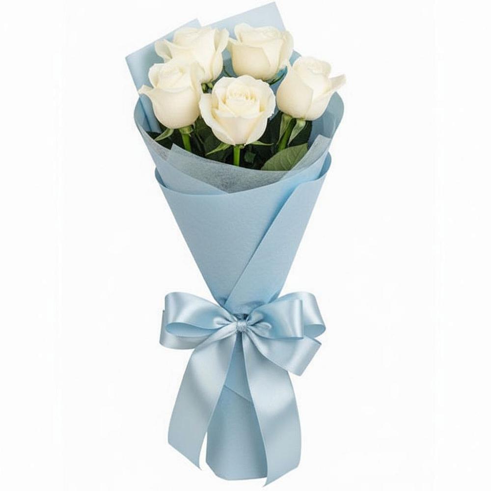 Букет 5 Белых роз Проуд в Зарево