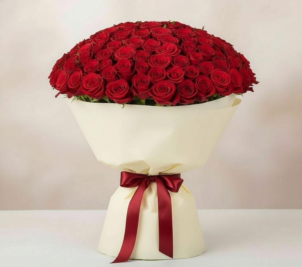 Букет 101 Красная роза Милано в Зарево