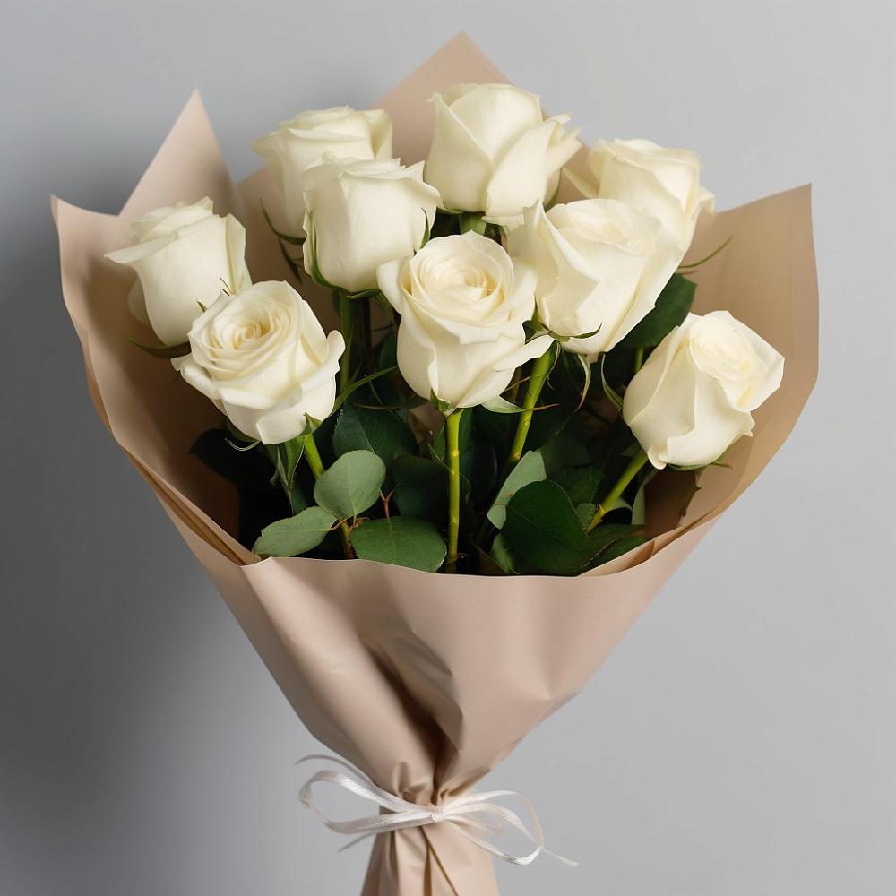 Букет 9 Белых роз Эдлесс Лав в Зарево