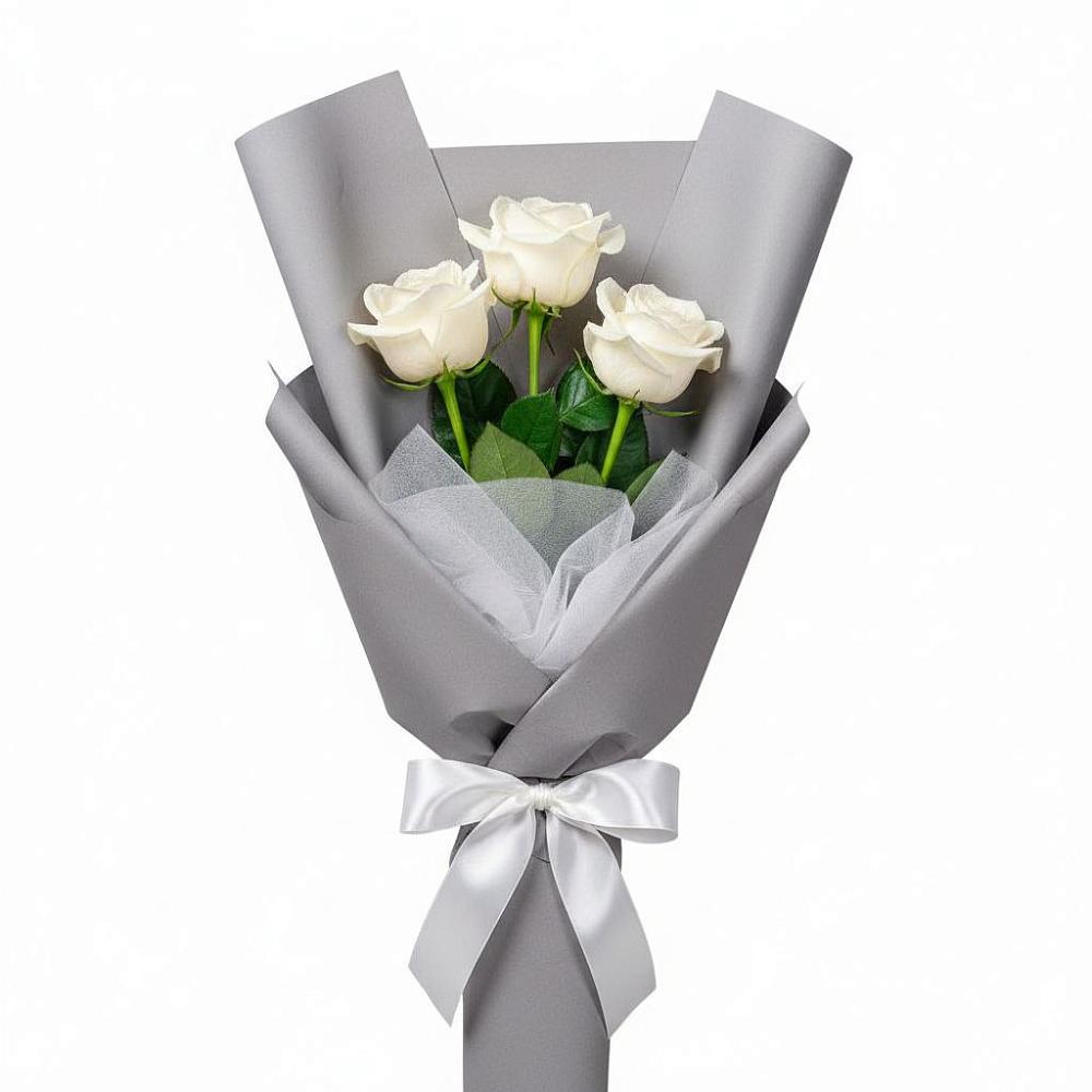 Букет 3 белые розы в Зарево