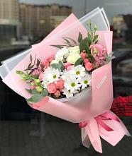 Букет цветов из:  Розы, Лизиантусы и Хризантемы в Зарево