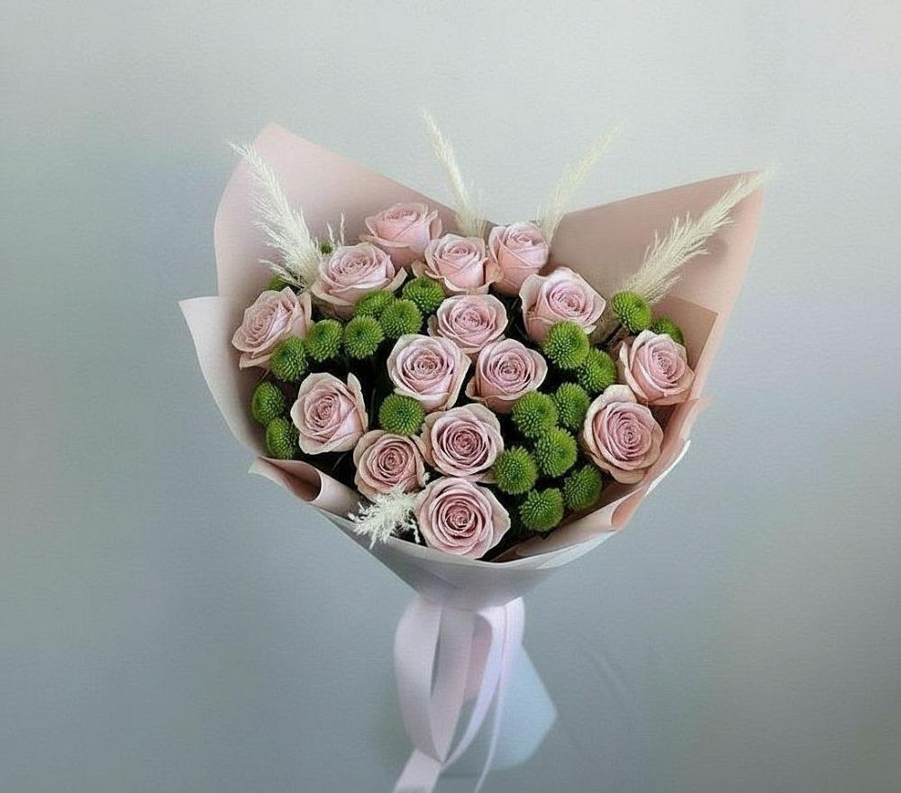 Букет цветов из: Розы и Хризантемы в Зарево