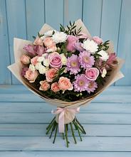 Букет цветов из:  Хризантемы, Розы и Альстромерии в Зарево