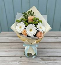 Букет цветов из:  Герберы, Розы и Хризантемы в Зарево