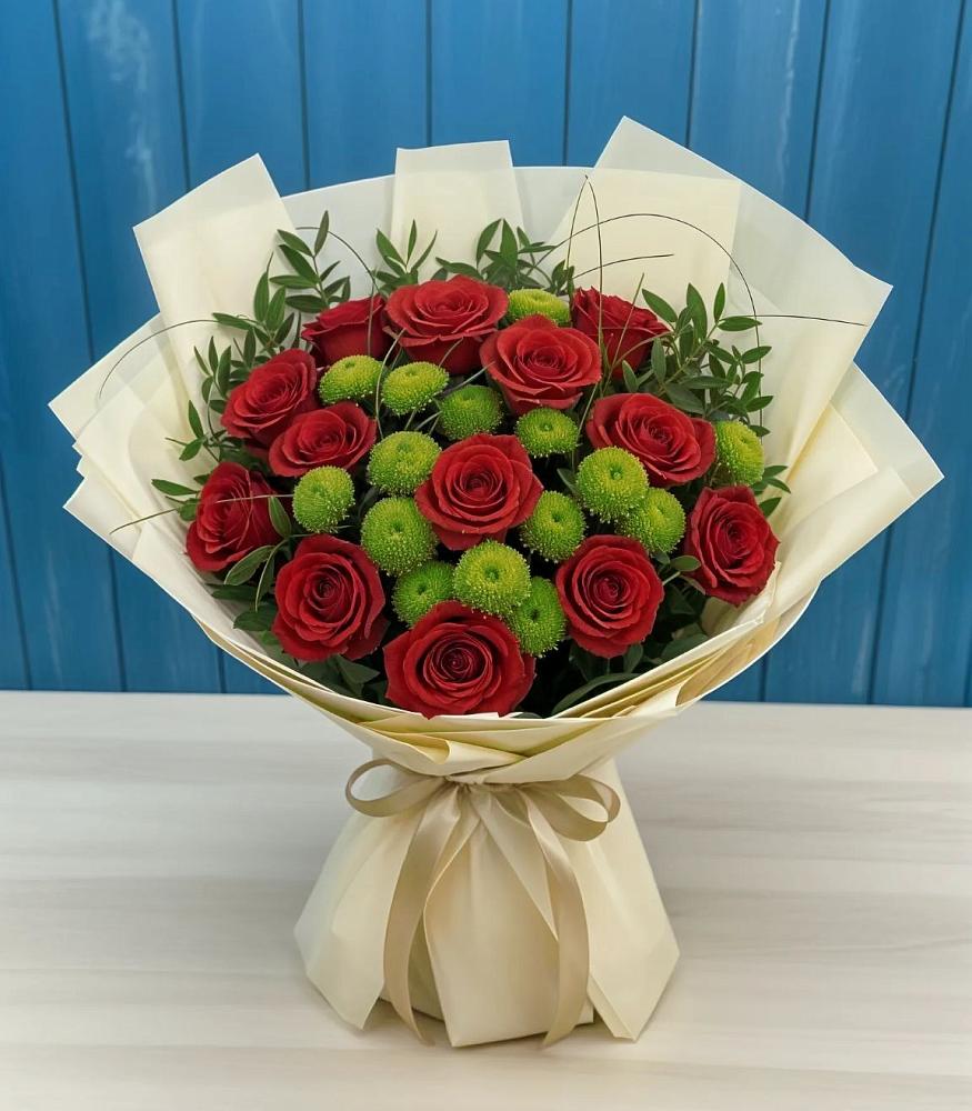 Букет цветов из: Розы и Хризантемы в Зарево